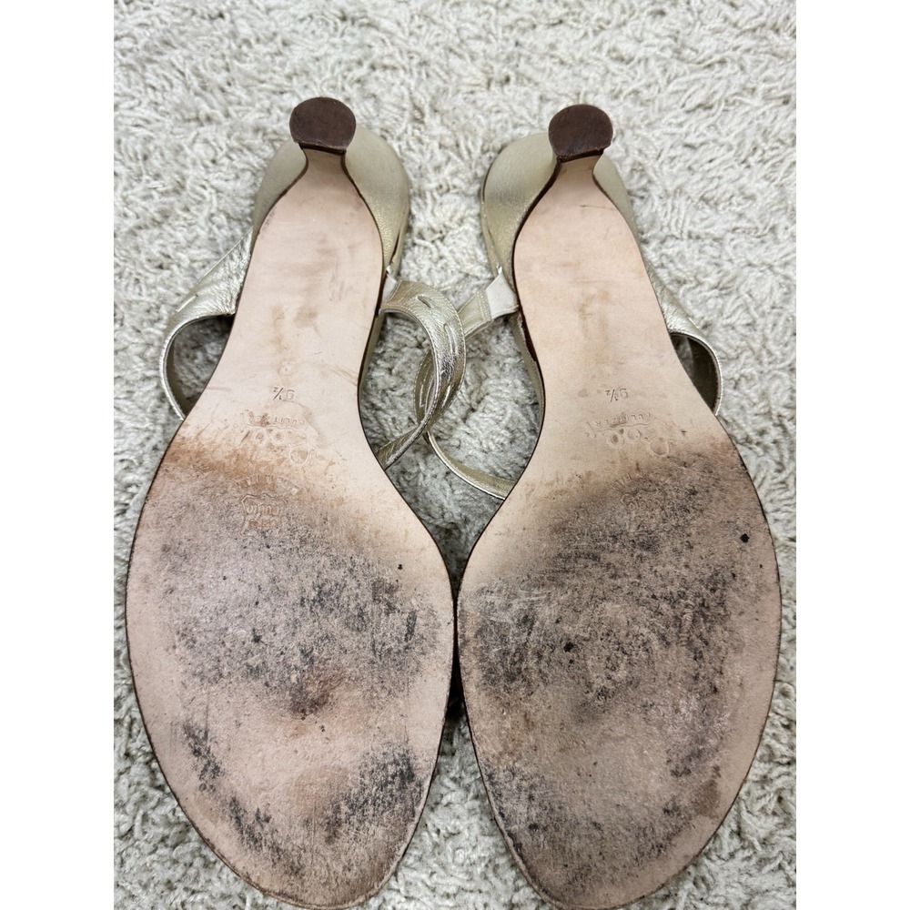 Lilly Pulitzer Metallic Gold Thong Kitten‎ Heel Slip On Sandals Size 9.5 Resort - Picture 11 of 12